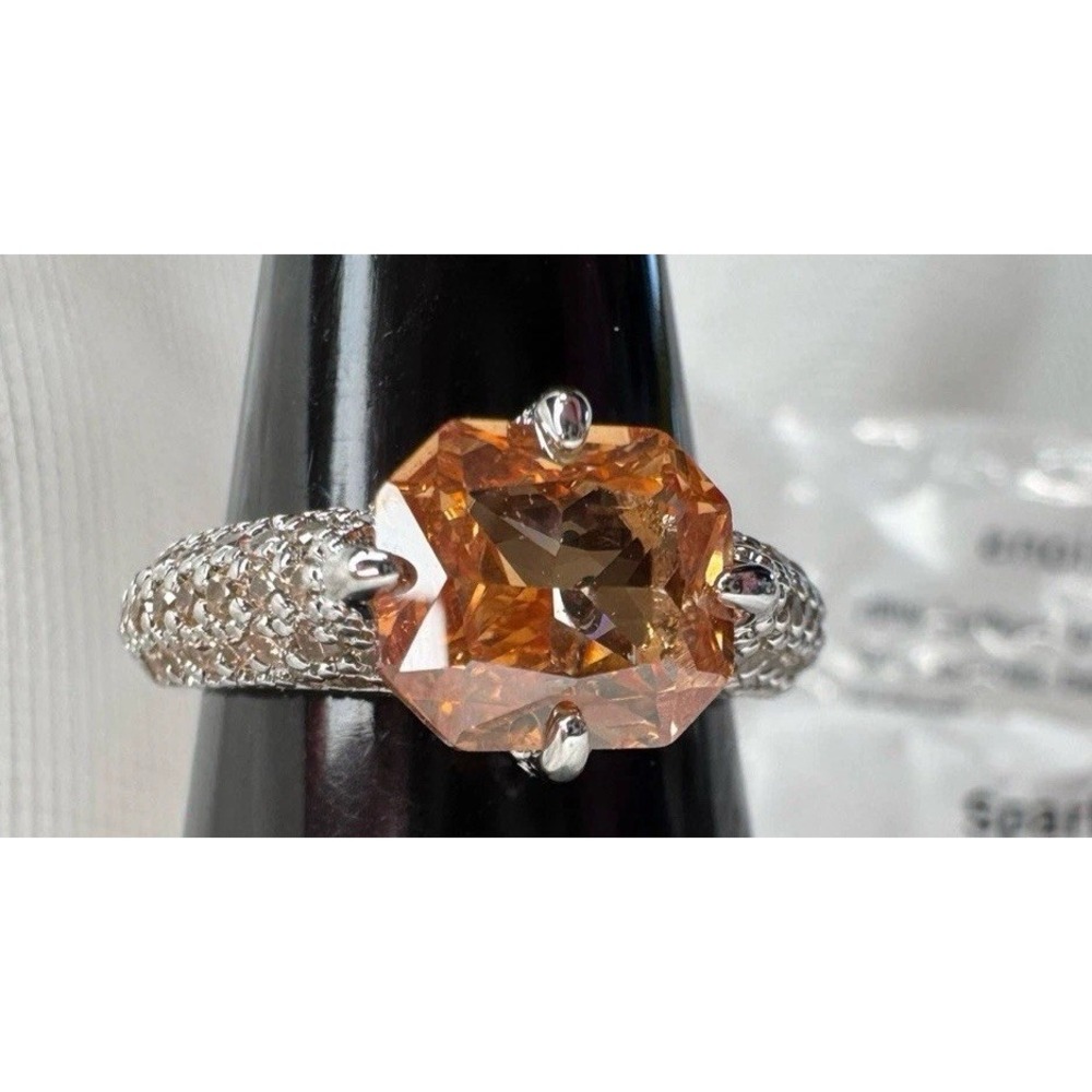 Bomb Party April OG Hope's Glimpse Smokey Topaz Rhodium Ring RG81273 Size 5